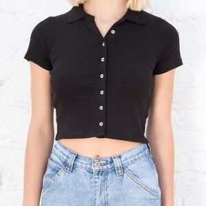 NWOT Black Cropped Button-Up